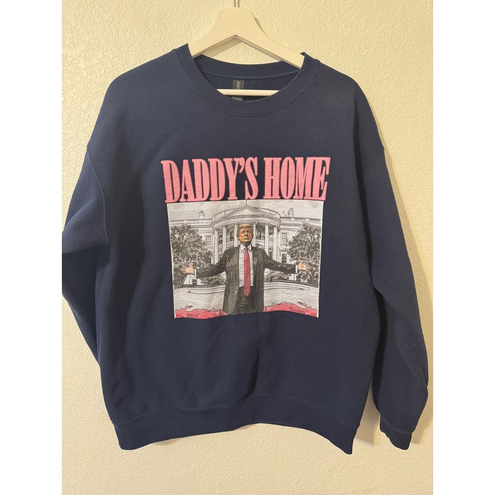 Navy Blue Daddy's Home Donald‎ Trump Graphic Sweatshirt Large